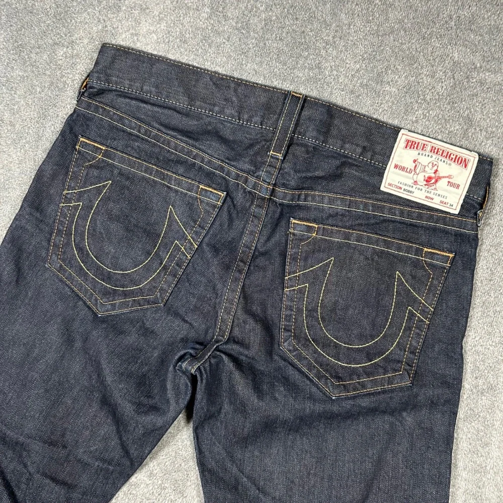 VTG True Religion Bobby Mens Dark Wash Straight Leg Jeans Men 38x28 USA Indigo